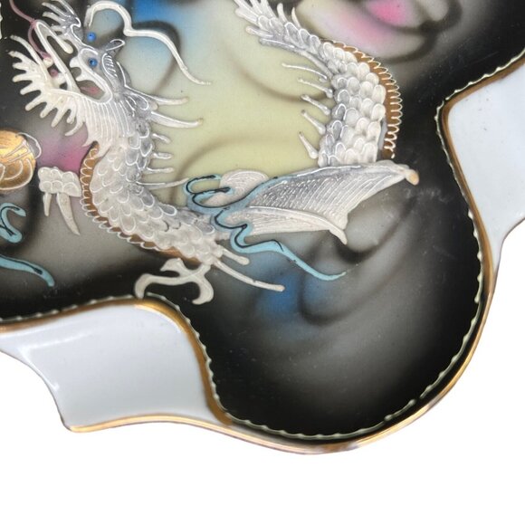 Vintage Hand Painted Japanese Moriage Dragonware  Dish Ashtray Tray Japan - Picture 4 of 11